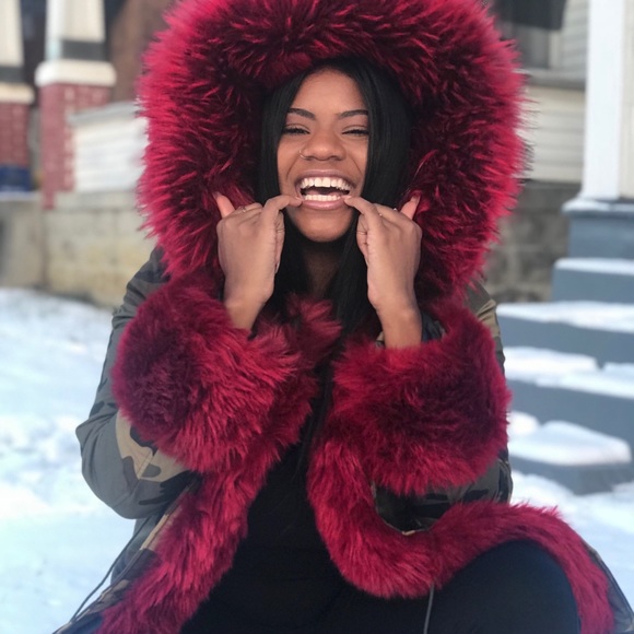 Camo jacket, with fur (removable) trim - Picture 2 of 4